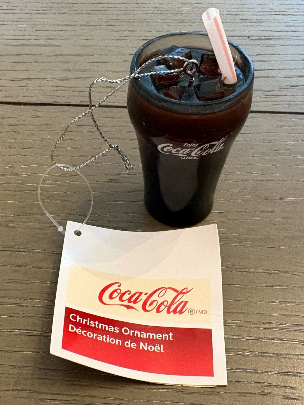 2008 Kurt Adler Coca-Cola Brown and White Mini Soda Glass Ornament with Straw